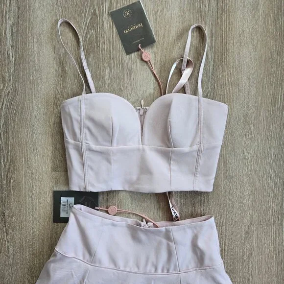 House of CB Pabla Bralette Top & Rita Midi Skirt Set Pink Small New With Tags - Picture 5 of 16